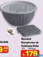 RENDELİ KARIŞTIRMA VE SAKLAMA KABI 5 L 4 PARÇA